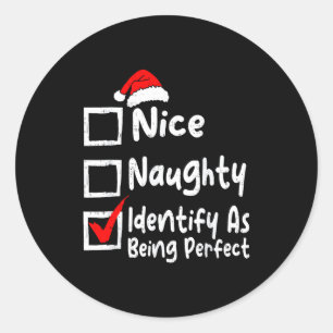 Nice Naughty Perfect Funny Christmas List Family M Classic Round Sticker
