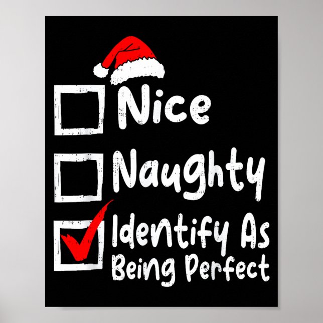 Nice Naughty Perfect Funny Christmas List Family M Poster (Front)