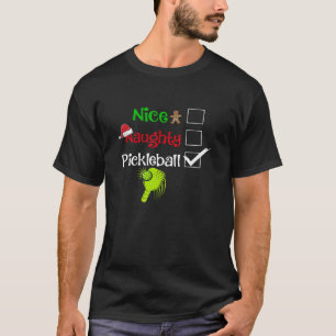 Nice Naughty Pickleball Santa Family Christmas ART T-Shirt