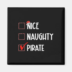 Nice Naughty Pirate Christmas Santa Claus Magnet