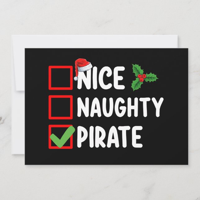 Nice Naughty Pirate Family Matching Christmas List Invitation (Front)