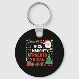 Nice Naughty Puerto Rican Santa Christmas  Key Ring