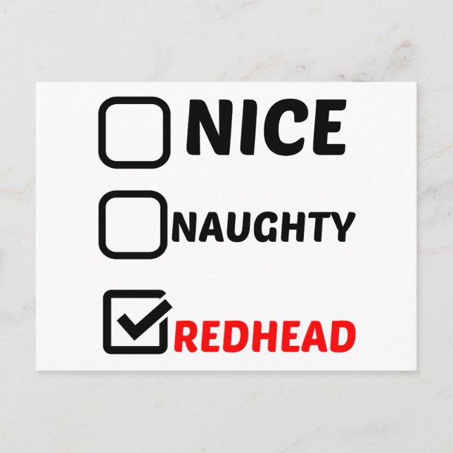 NICE NAUGHTY REDHEAD POSTCARD (Front)