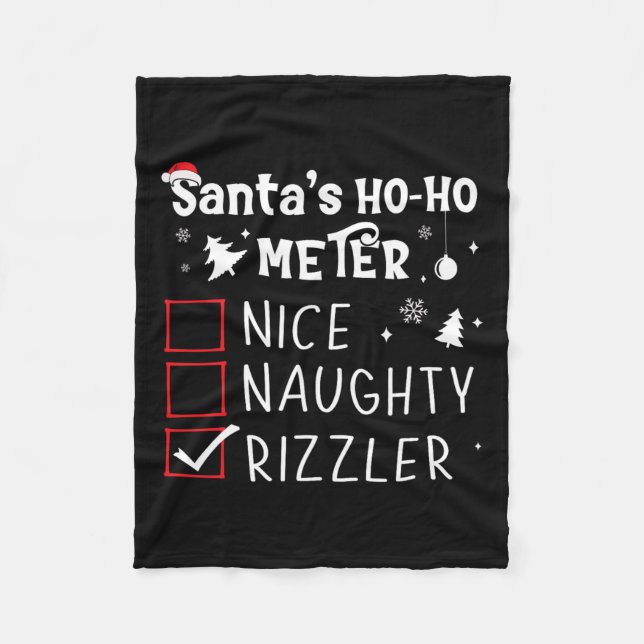 Nice Naughty Rizzler Christmas List Xmas Rizz Sant Fleece Blanket (Front)