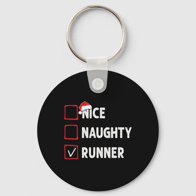 Nice Naughty Runner Running Womens Mens Funny Chri Key Ring (Front)
