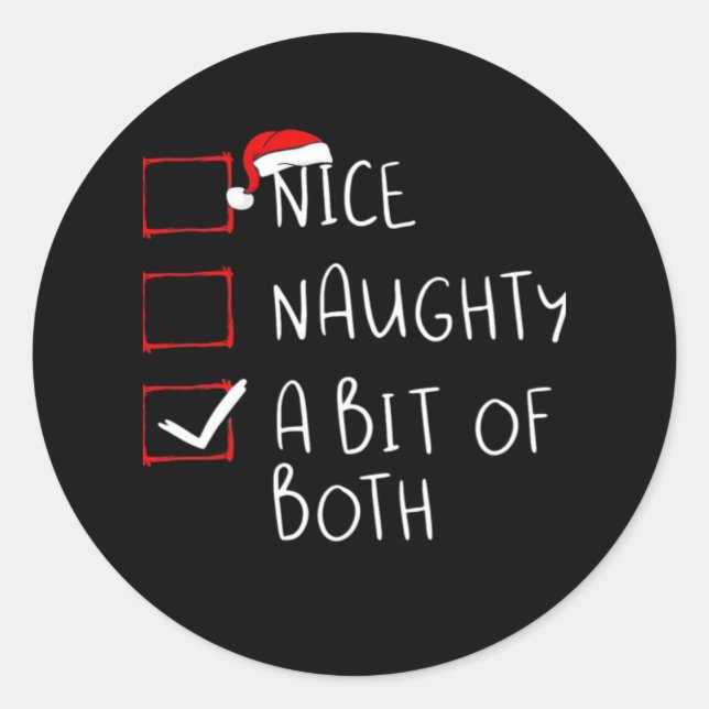 Nice Naughty Santa Hat Humor Vibe  Classic Round Sticker (Front)