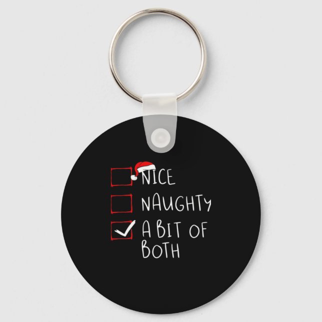 Nice Naughty Santa Hat Humor Vibe Key Ring (Front)