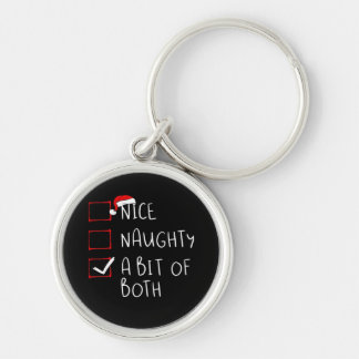 Nice Naughty Santa Hat Humor Vibe Key Ring