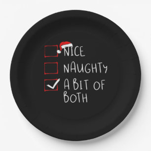 Nice Naughty Santa Hat Humor Vibe Paper Plate