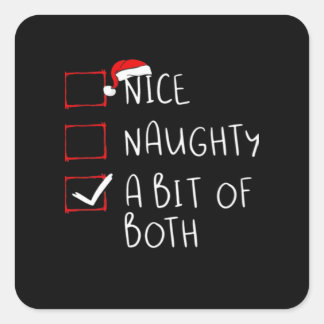 Nice Naughty Santa Hat Humor Vibe Square Sticker