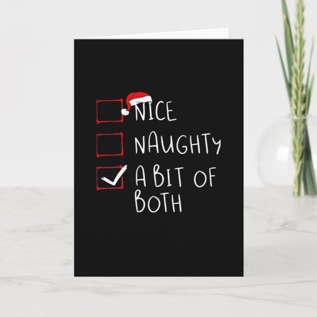 Nice Naughty Santa Hat Humour Vibe Card (Front)