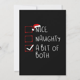 Nice Naughty Santa Hat Humour Vibe Holiday Card
