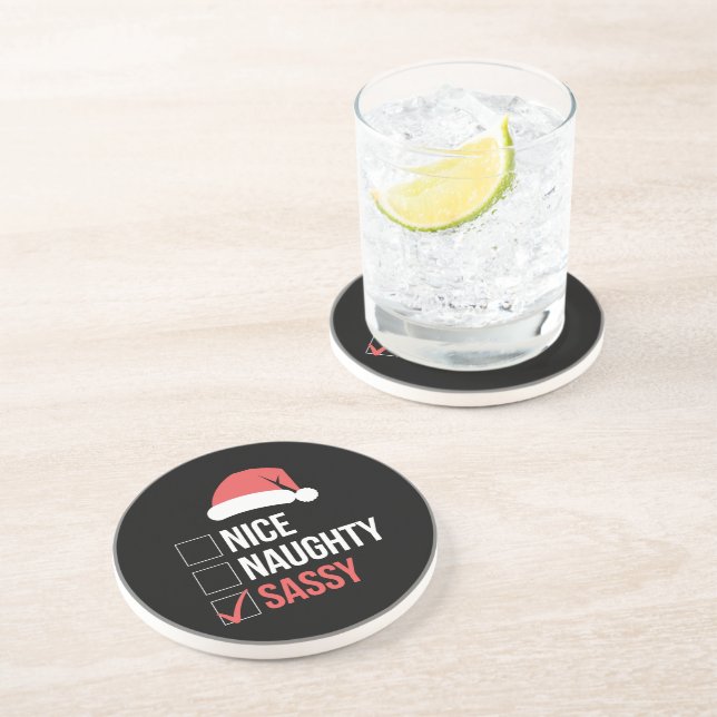 Nice Naughty Sassy Christmas List  Coaster (Side)