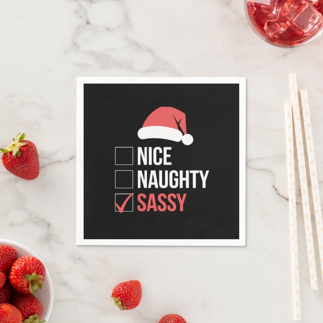 Nice Naughty Sassy Christmas List  Napkin (Insitu)