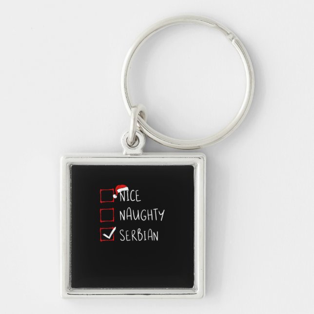 Nice Naughty Serbian Christmas Heritage   Key Ring (Front)