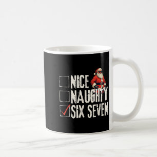 Nice Naughty Six Seven Brainrot Meme 67 Santa Funn Coffee Mug
