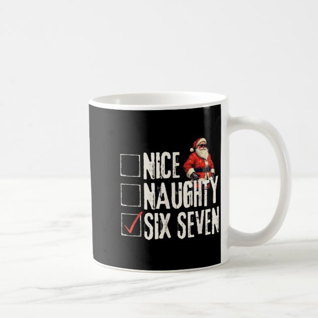 Nice Naughty Six Seven Brainrot Meme 67 Santa Funn Coffee Mug (Right)
