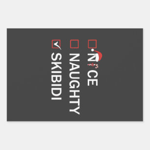 Nice Naughty Skibidi Funny Christmas Gen Alpha Wrapping Paper Sheet