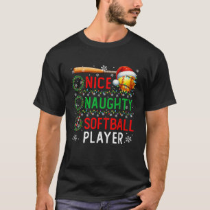 Nice Naughty Softball Player Christmas Sports Love T-Shirt