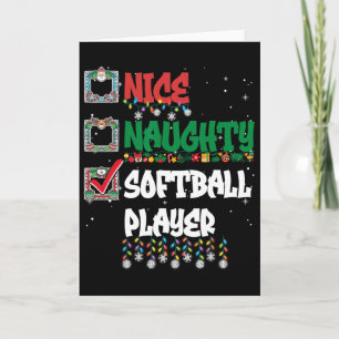 Nice Naughty Softll Player Christmas List Funny Card