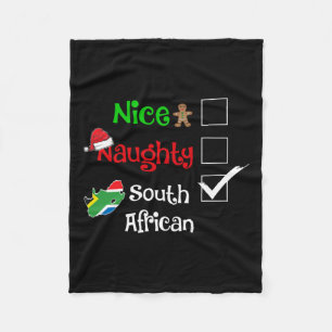 Nice Naughty South African South Africa Christmas  Fleece Blanket