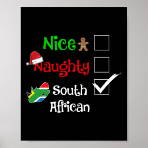 Nice Naughty South African South Africa Christmas Poster