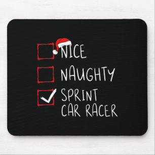 Nice Naughty Sprint Car Racer Christmas List Santa Mouse Pad