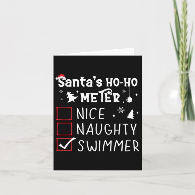 Nice Naughty Swimmer Christmas List Swimming Funny Card (Front)