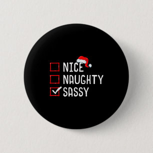 Nice Naughty Sy Christmas List 6 Cm Round Badge
