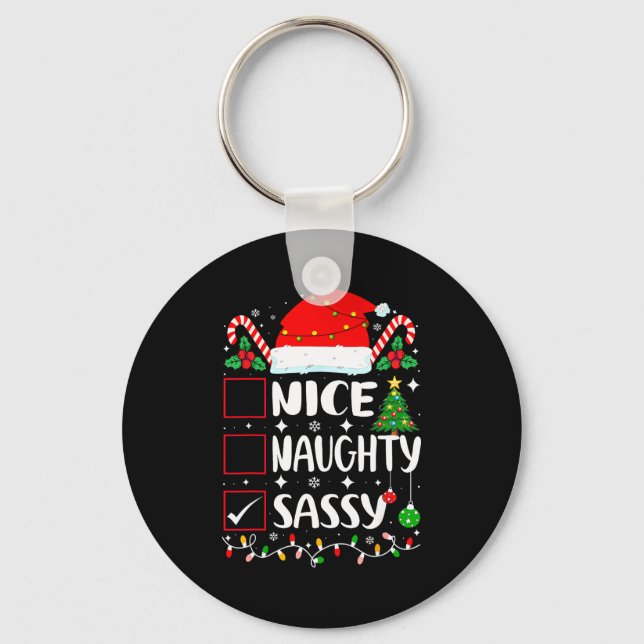 Nice Naughty Sy Christmas List  Key Ring (Front)