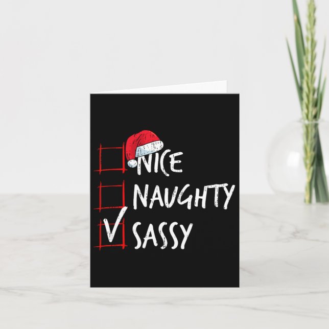 Nice Naughty Sy Christmas List Santa Costume Xmas  Card (Front)