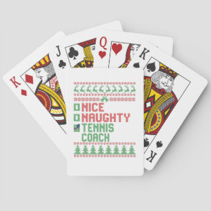 Nice Naughty Tennis Coach Christmas Matching Gift Playing Cards