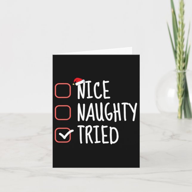 Nice Naughty Tried Funny Christmas List Matching S Card (Front)