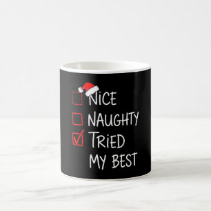 Nice Naughty Tried My Best Christmas List Santa Coffee Mug