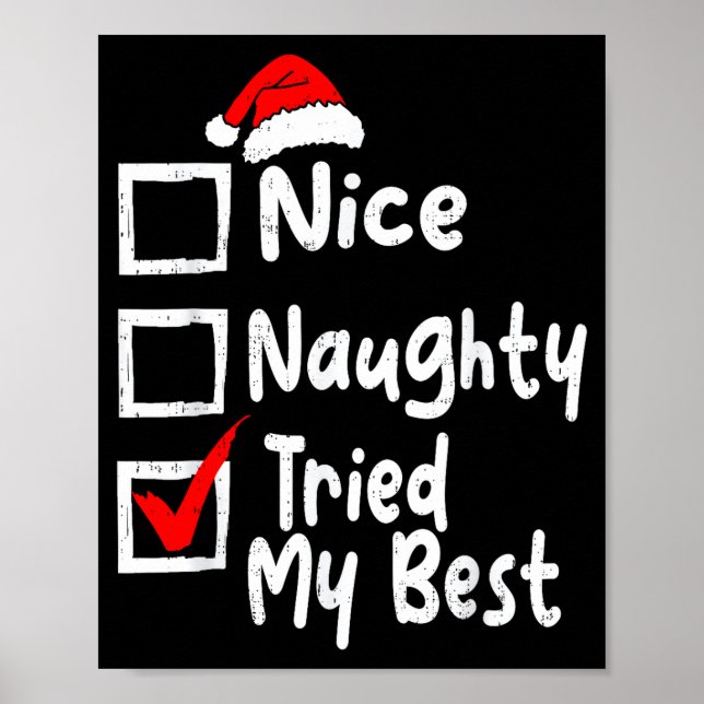 Nice Naughty Tried My Funny Christmas List Family  Poster (Front)