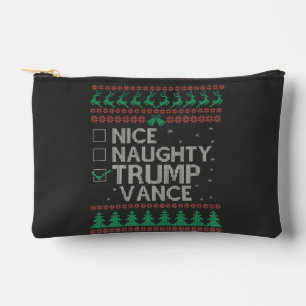 Nice Naughty Trump Vance Election Ugly Sweater Accessory Pouch