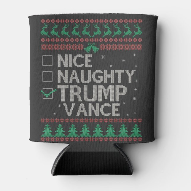 Nice Naughty Trump Vance Election Ugly Sweater  Can Cooler (Front)