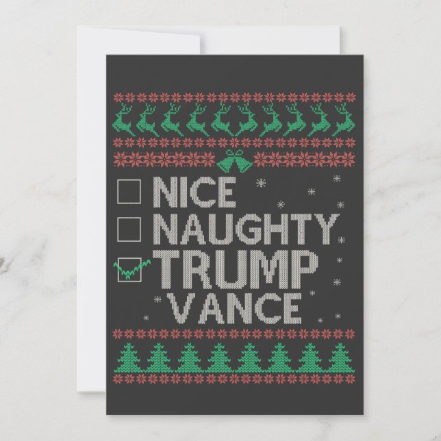 Nice Naughty Trump Vance Election Ugly Sweater  Holiday Card (Front)