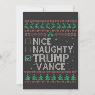 Nice Naughty Trump Vance Election Ugly Sweater Thank You Card
