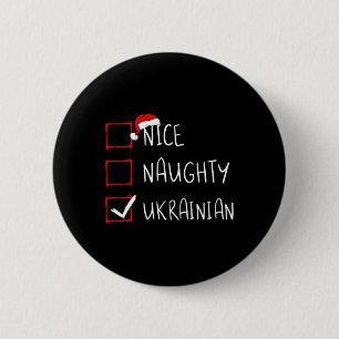 Nice Naughty Ukrainian Christmas Ukraine Heritage 6 Cm Round Badge
