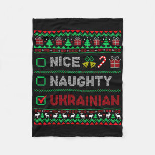 Nice Naughty Ukrainian Ugly Christmas Funny Women' Fleece Blanket