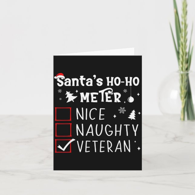 Nice Naughty Veteran Christmas List Santa Military Card (Front)