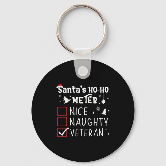 Nice Naughty Veteran Christmas List Santa Military Key Ring (Front)