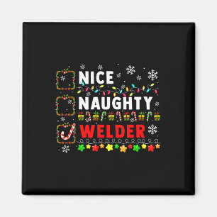 Nice Naughty Welder Christmas Colourful Matching J Magnet