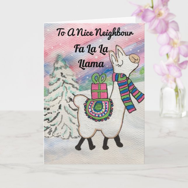 Nice Neighbour Fa La La Llama Holiday Card (Orchid)