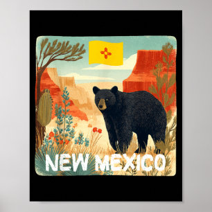 Nice new mexico nature with bear animal graphic  poster
