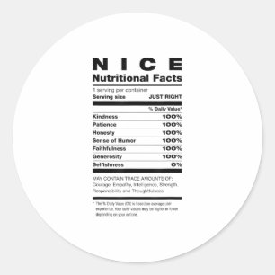 Nice Nutritional Facts Ingredients Chri Classic Round Sticker