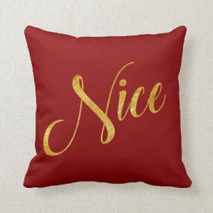 Nice or Naughty Two-Side Gold Holiday Christmas Cushion