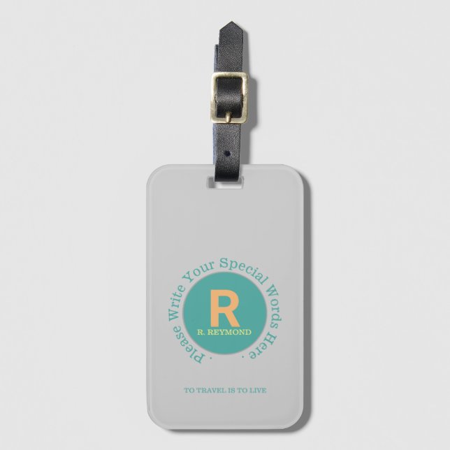 nice pale colours monogram luggage tag (Front Vertical)