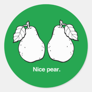 NICE PEAR - WHITE -.png Classic Round Sticker